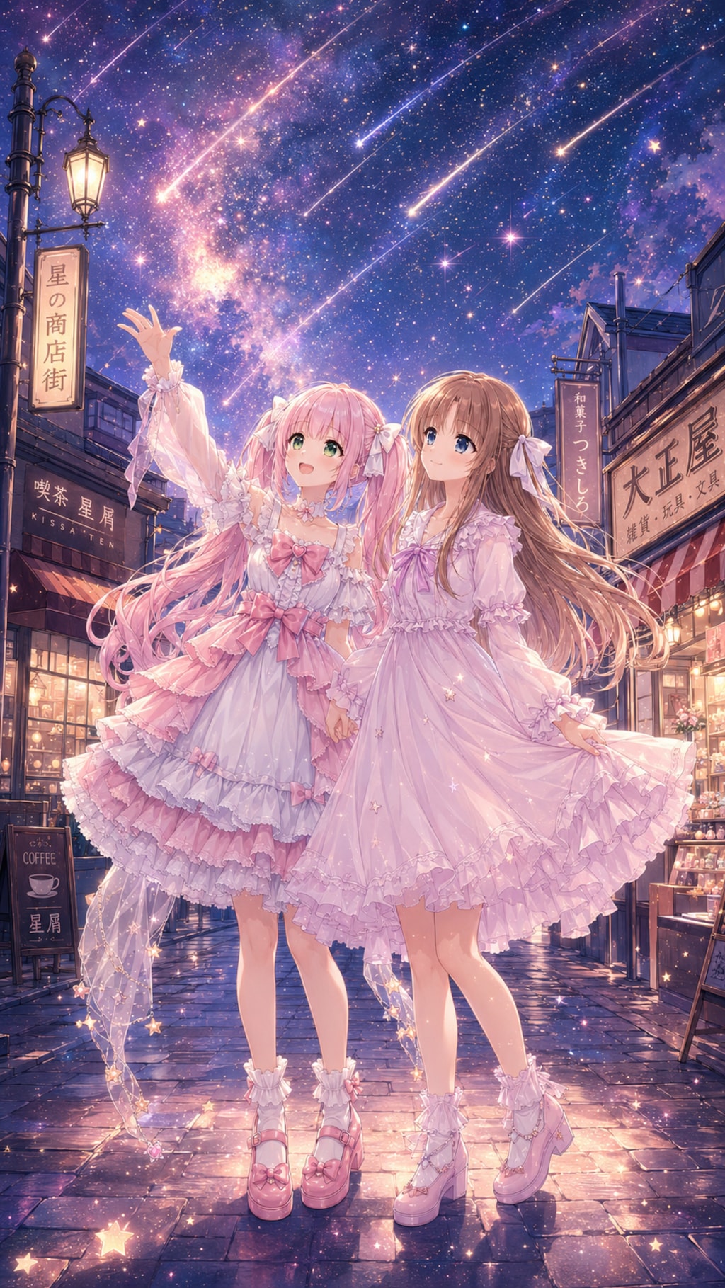【街×幻想シリーズ】夜の商店街の空に降り注ぐ星【1/4】