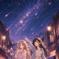 【街×幻想シリーズ】夜の商店街の空に降り注ぐ星【1/4】 3枚目