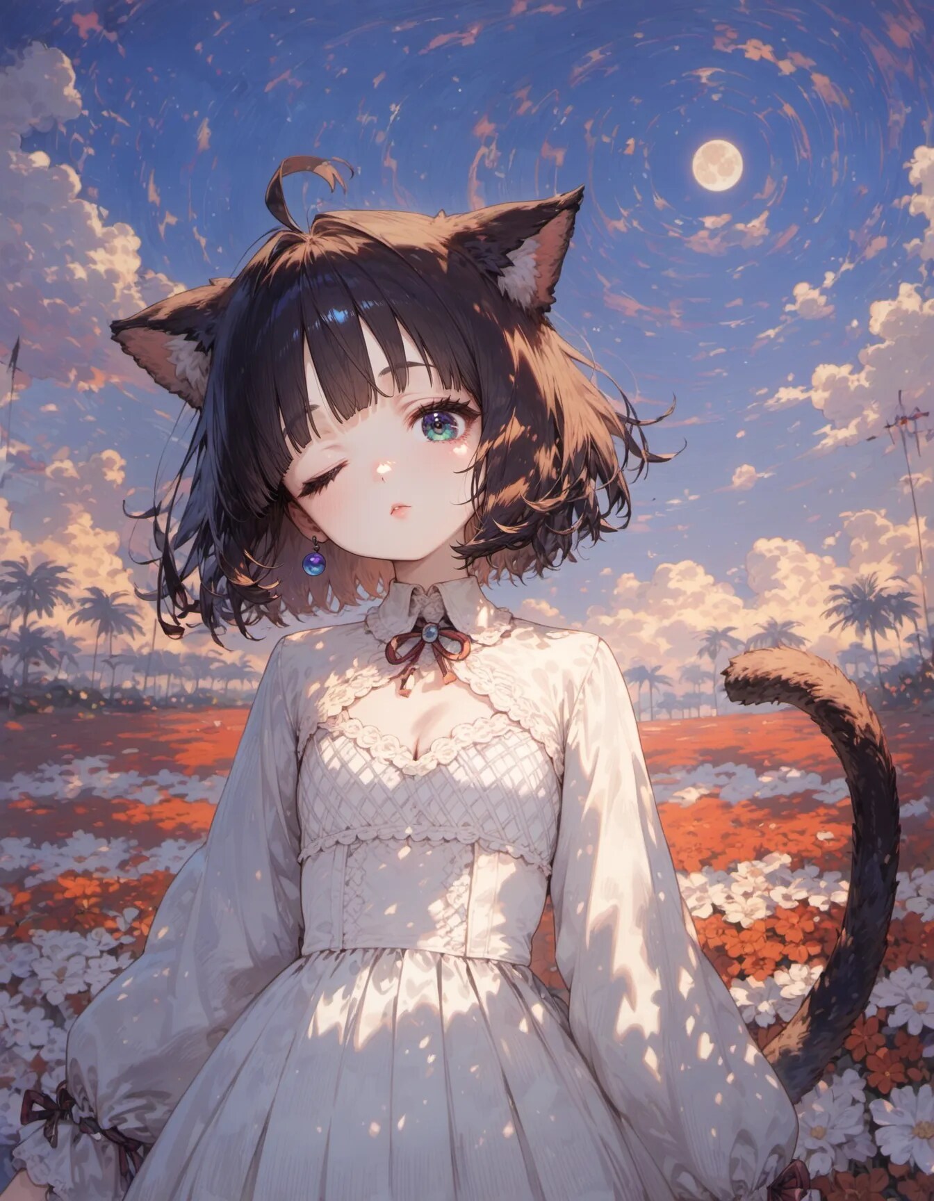 Moonlit Wink in the Flowerfield