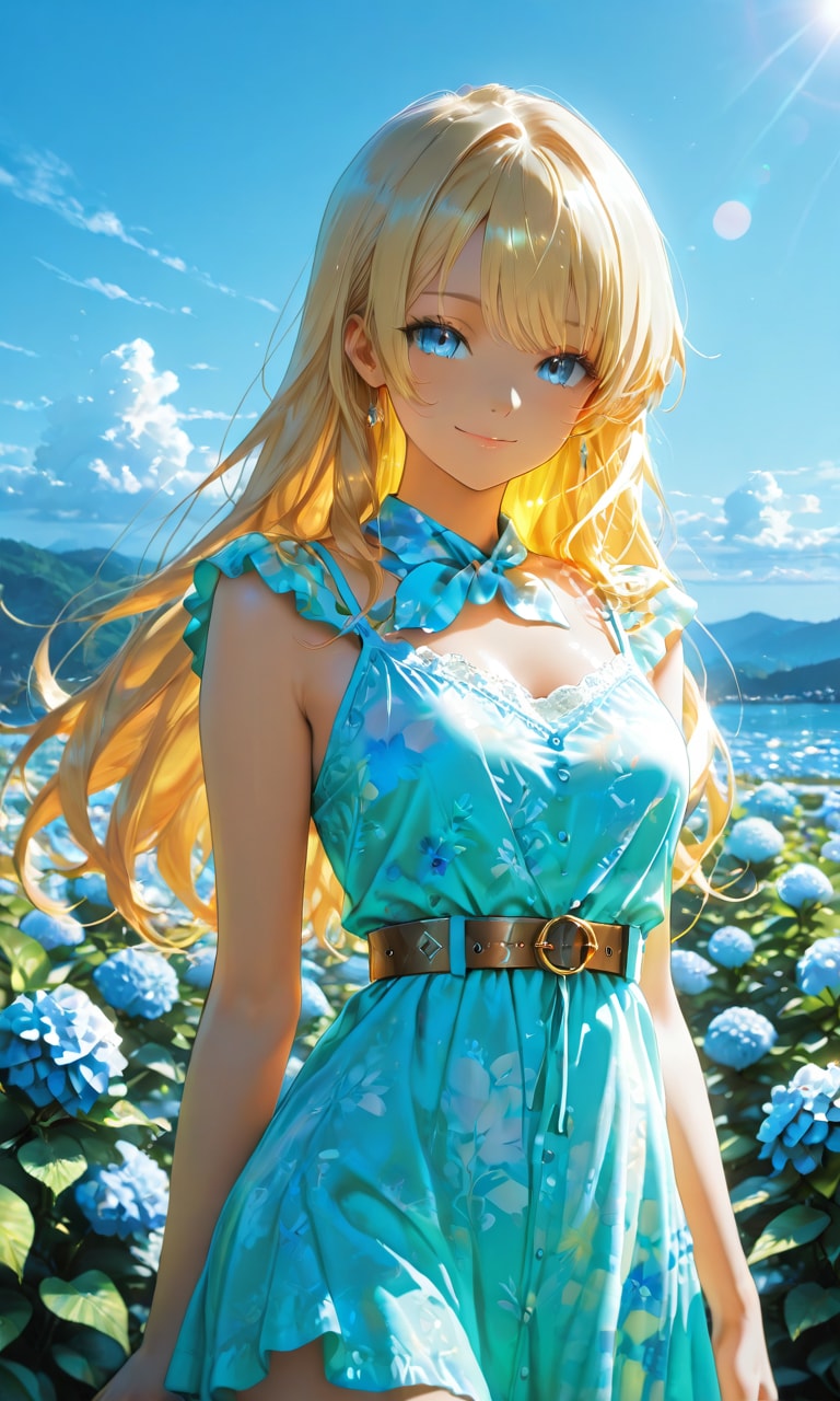 青空と紫陽花の少女 | の人気AIイラスト・グラビア