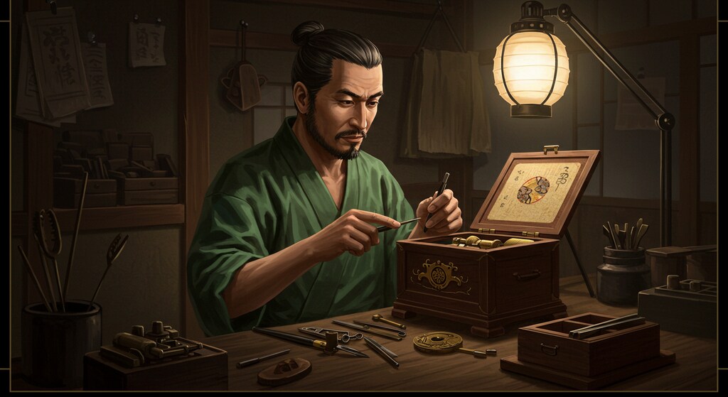 南蛮オルゴールを修理する江戸の鍵屋さん