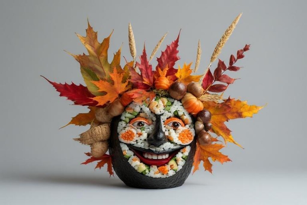 秋の笑った寿司顔