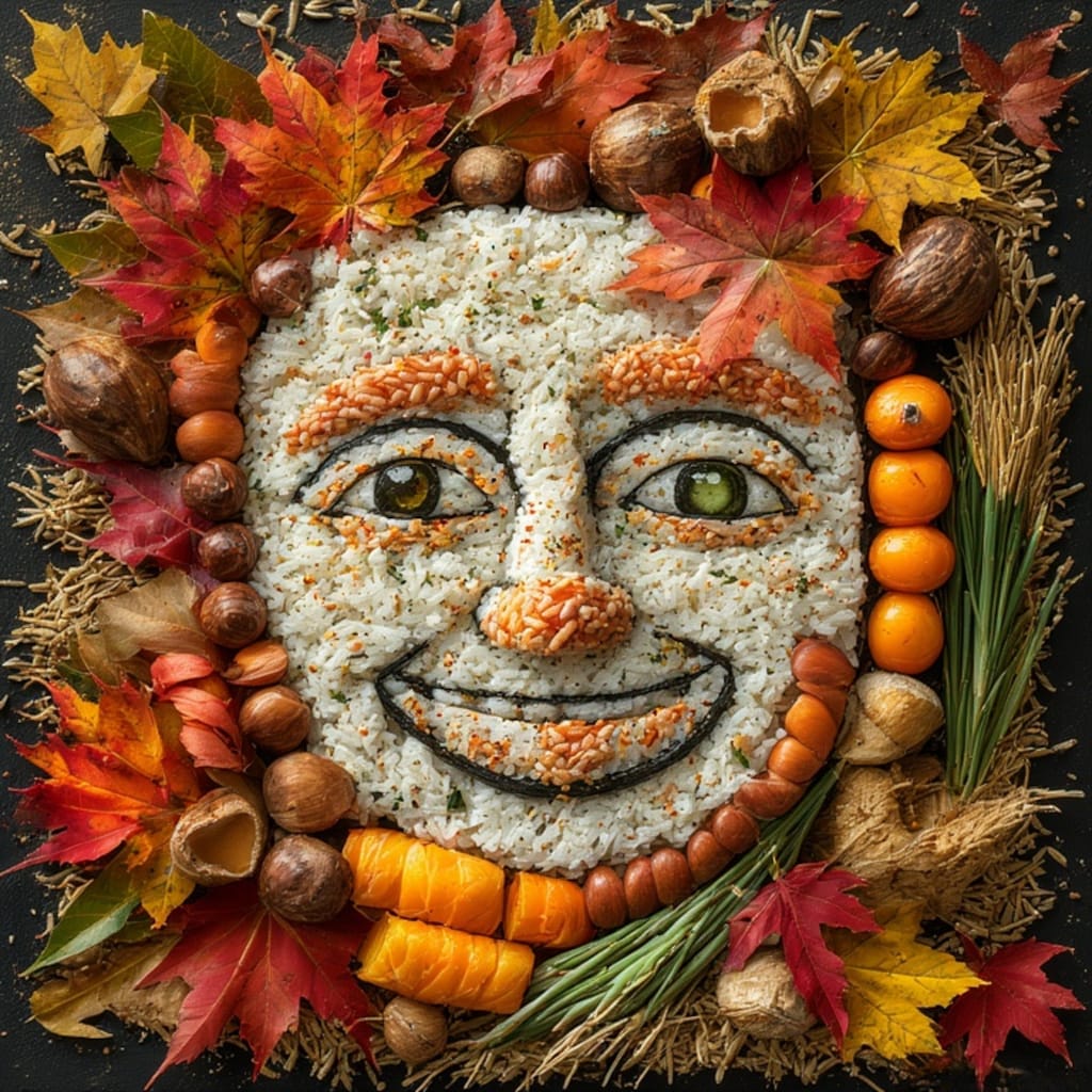 秋の笑った寿司顔