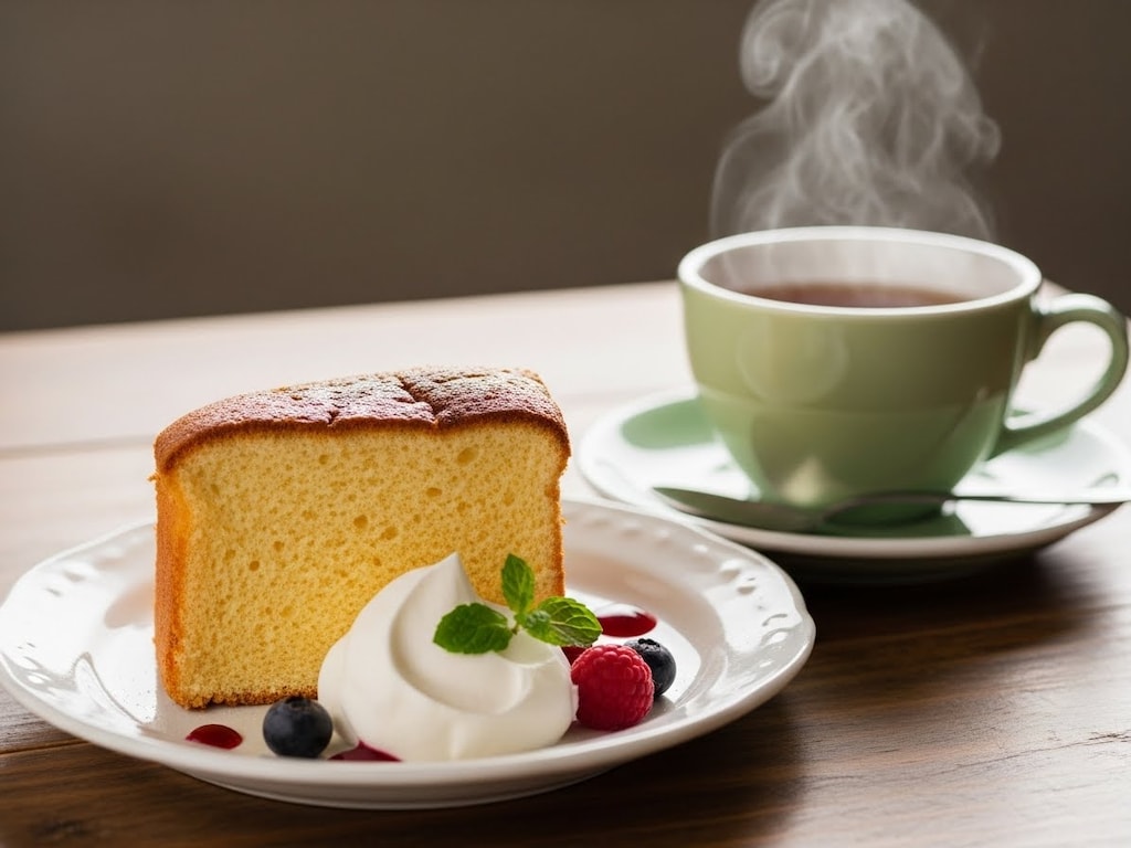 デザートのふんわりカステラホイップクリーム付き