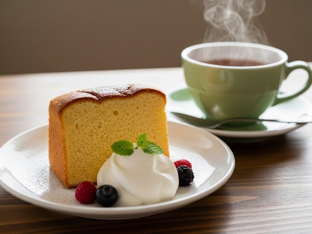 デザートのふんわりカステラホイップクリーム付き