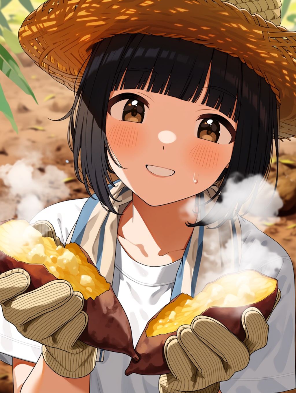 ウチでとれだおいもさ食うか？