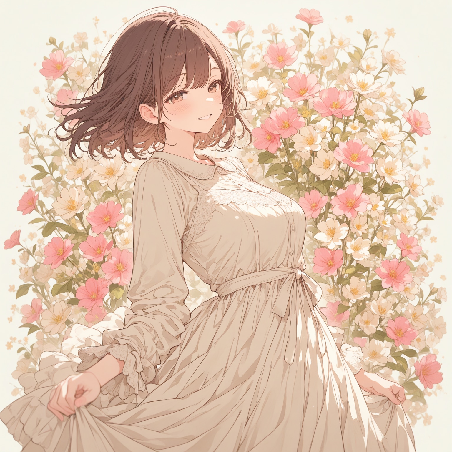 花と女の子 | の人気AIイラスト・グラビア