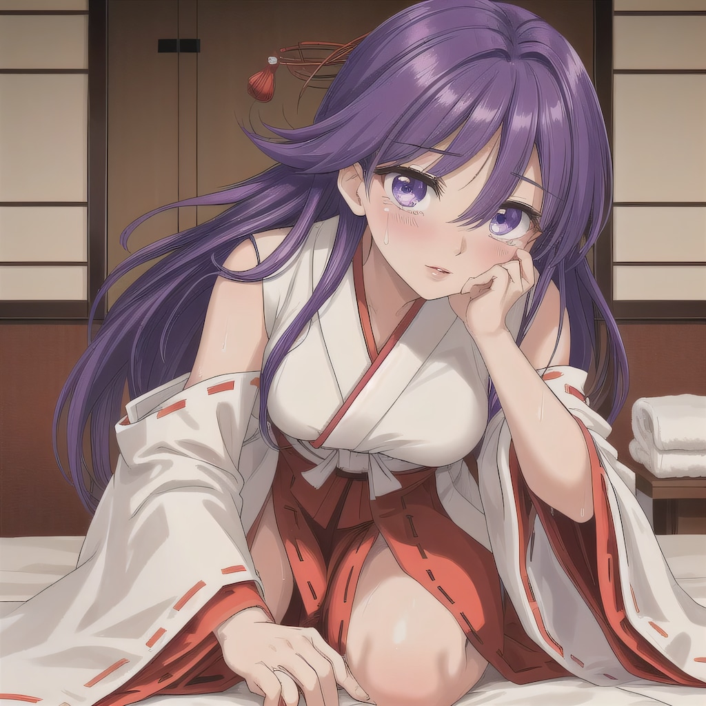 紫髪ロングで巫女服の少女７