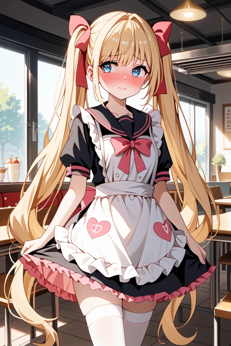 「べ、別に…スカート持ち上げてるわけじゃないんだから！ ……でも、見てくれると嬉しいかも…♡🐱」 | の人気AIイラスト・グラビア