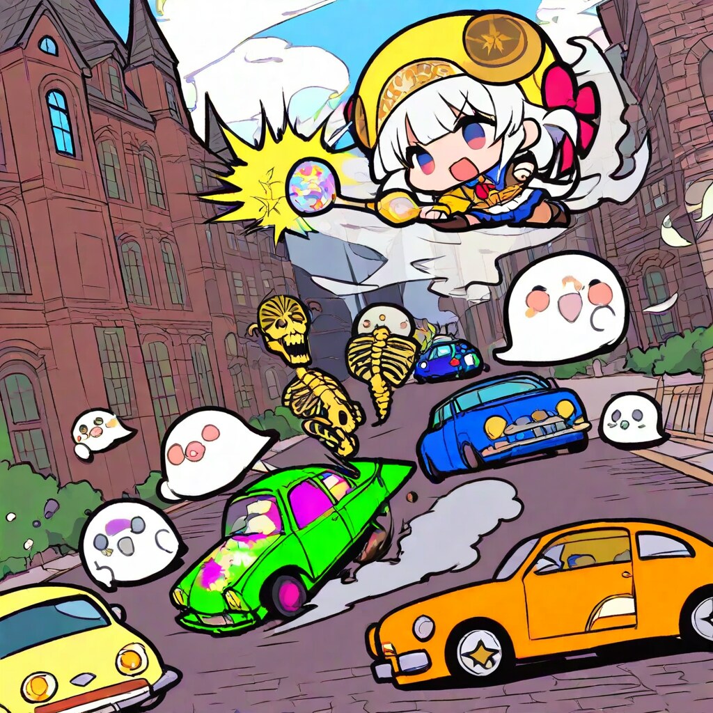 白髪ちゃんと車とお化け