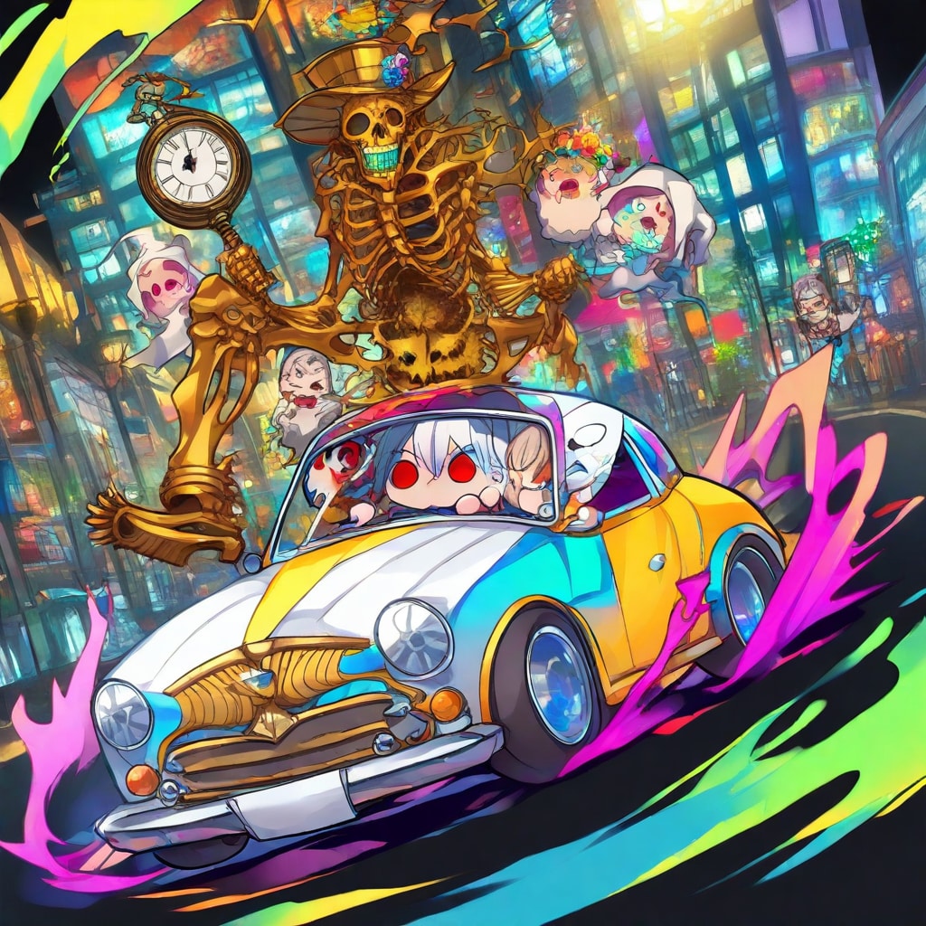 白髪ちゃんと車とお化け