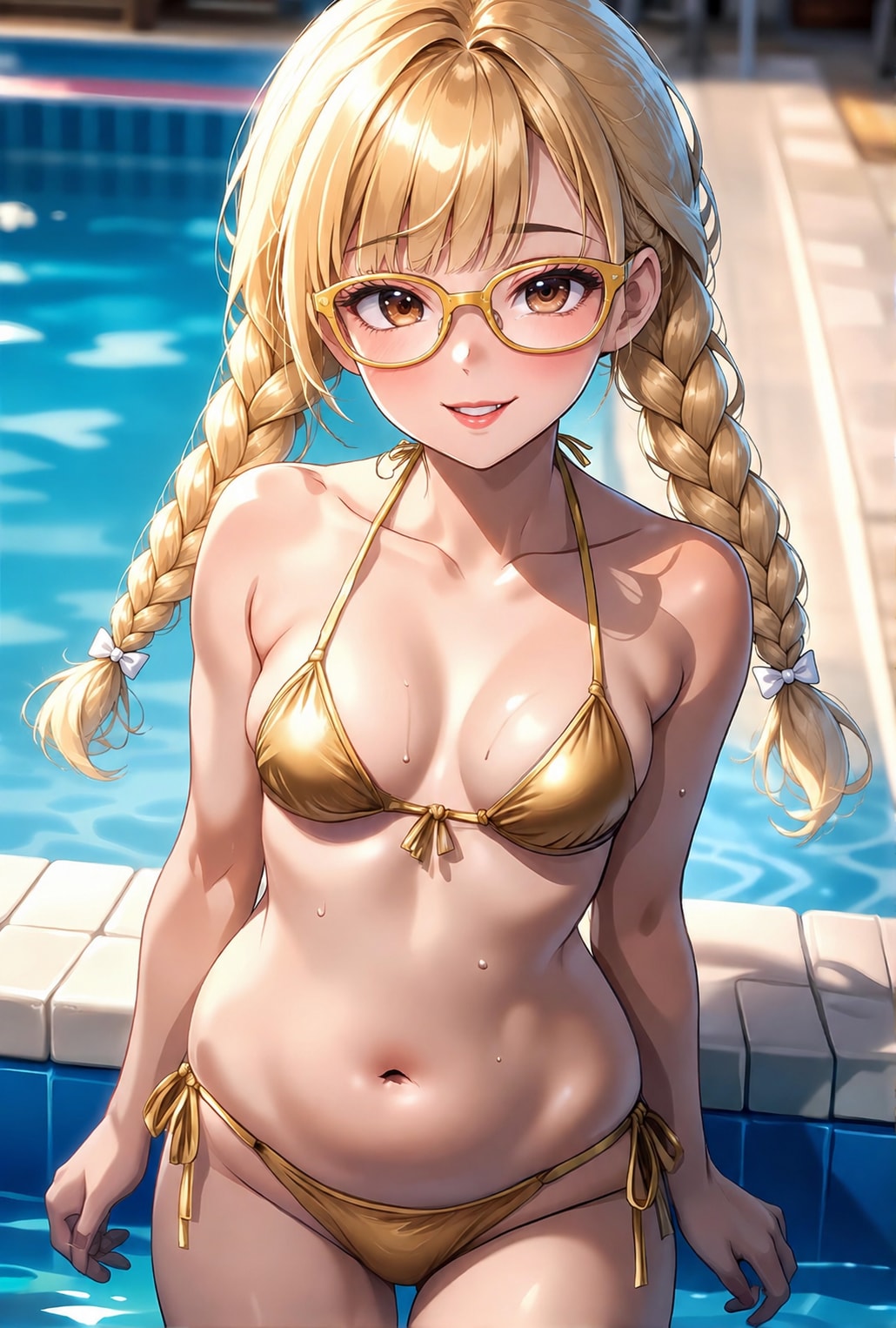 金髪眼鏡三つ編み