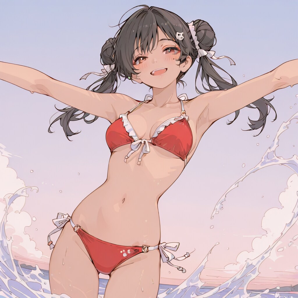 浜辺ではしゃぐ