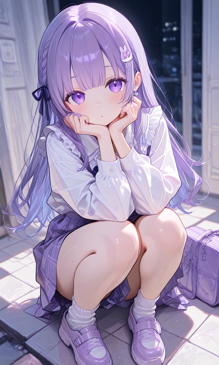 かがむ少女 | の人気AIイラスト・グラビア