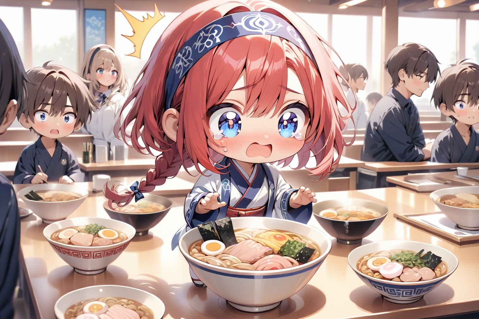 ラーメンを注文しすぎてしまったコロポックル赤髪お兄ちゃんズくん | の人気AIイラスト・グラビア