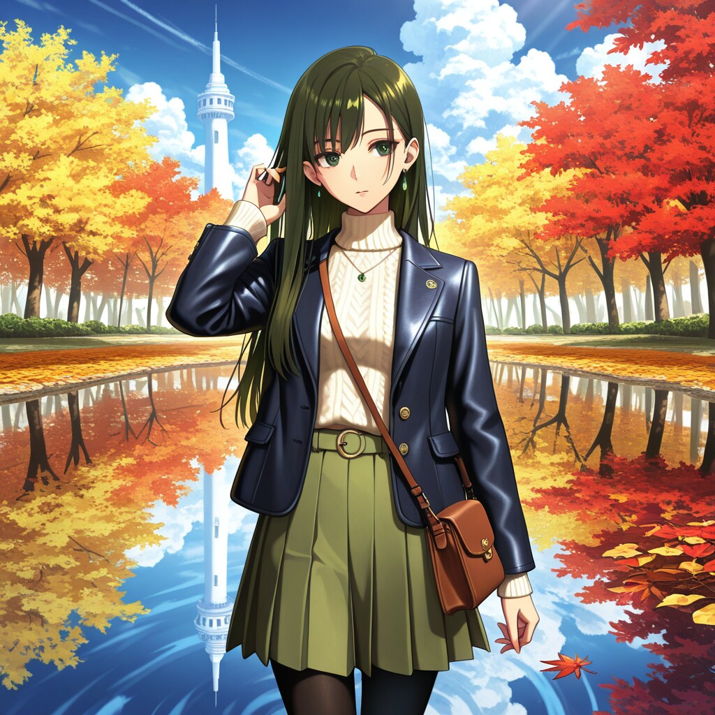 湖畔の散歩と白い塔 | の人気AIイラスト・グラビア