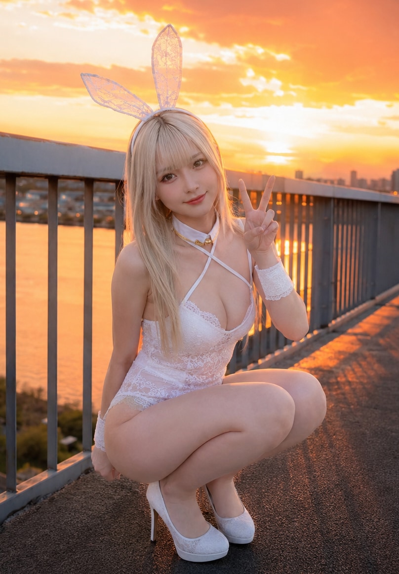 夕暮れに映える可愛いうさぎちゃん🐇
