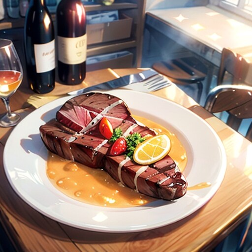 ワインとステーキ | の人気AIイラスト・グラビア
