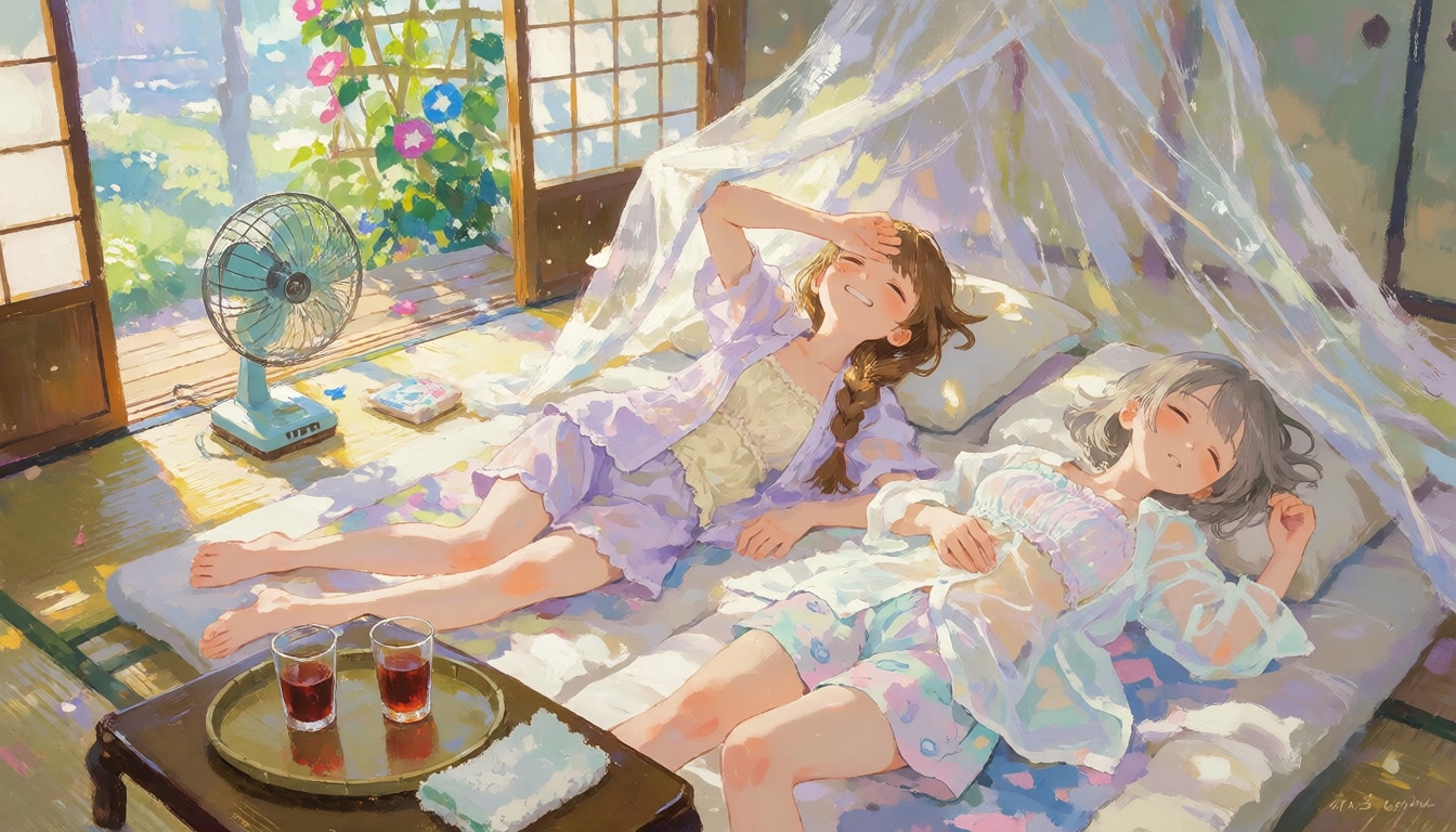蚊帳つきの部屋
