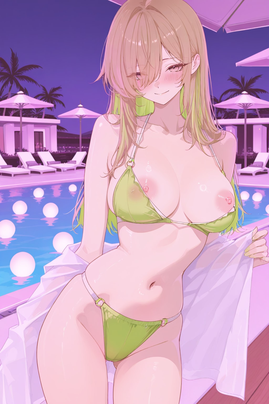 ナイトプールのエロいお姉さん