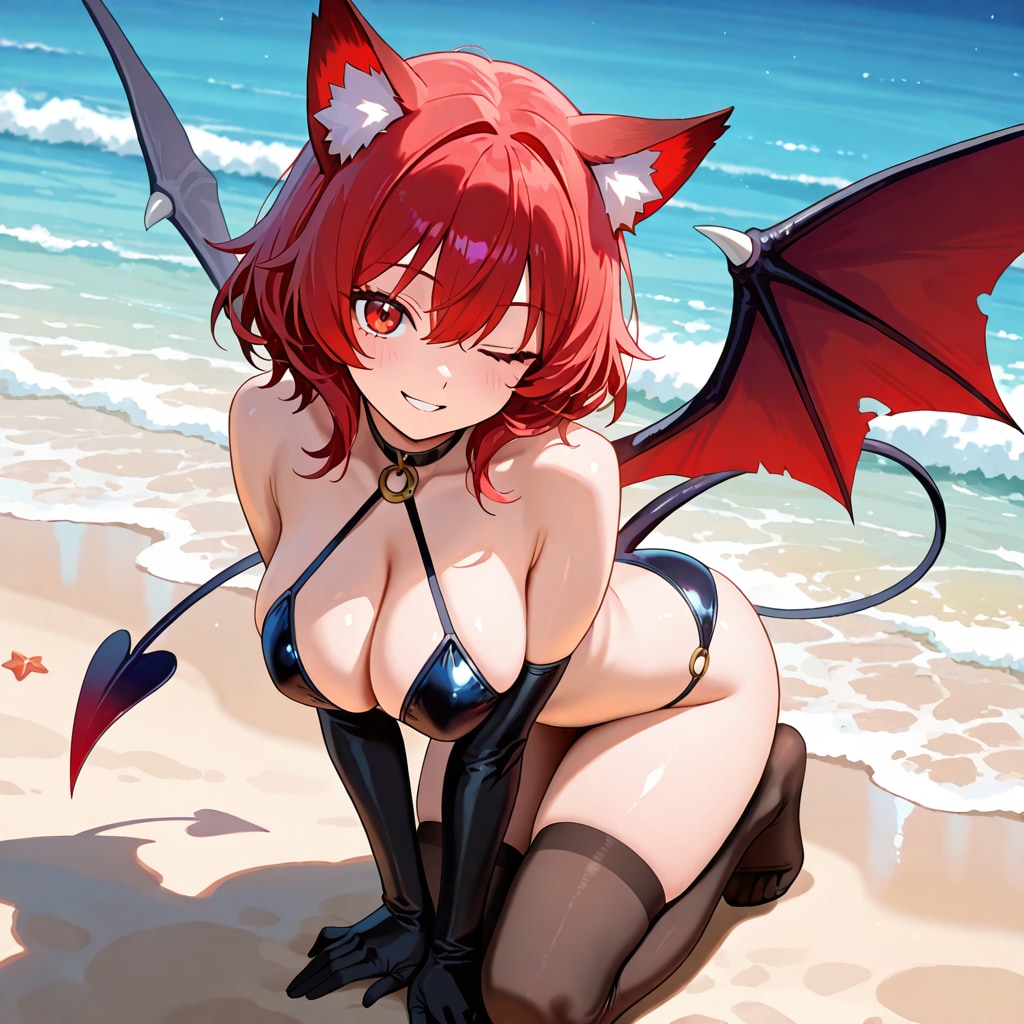猫耳悪魔娘ちゃん海へ行く久々
