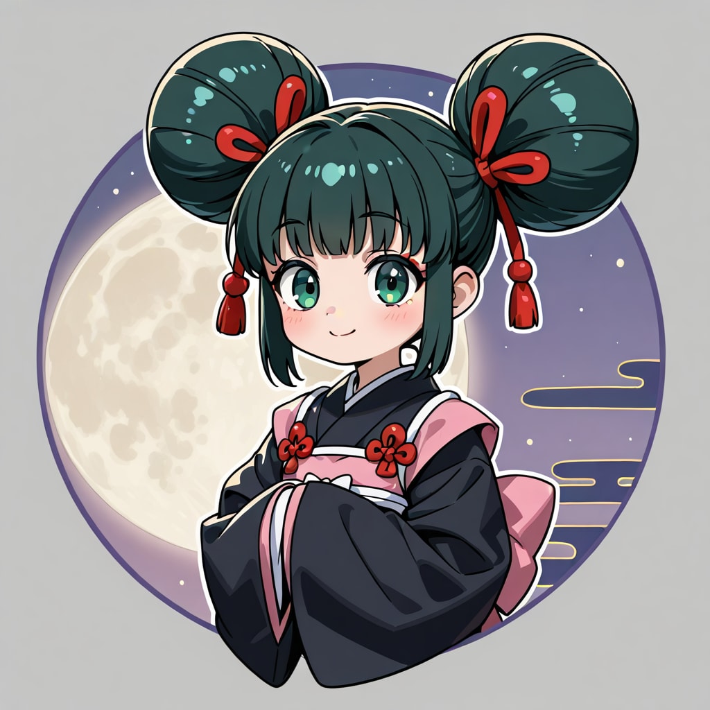 お団子ちゃんと満月 | の人気AIイラスト・グラビア