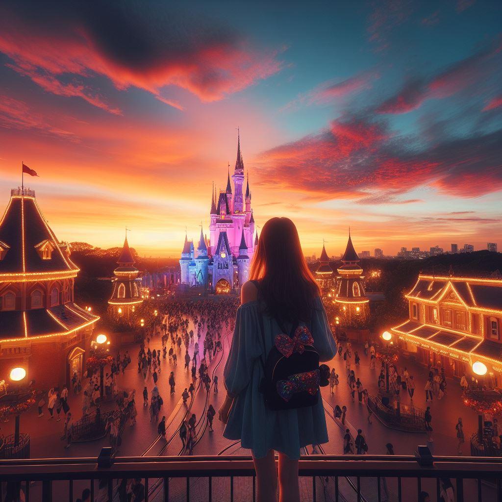 ディズニーランドの夕日