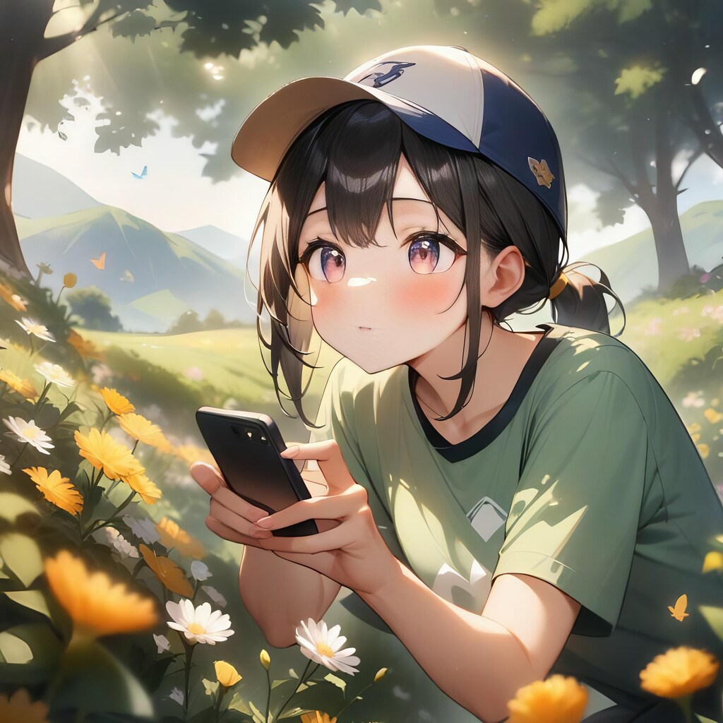 自然観察中の生物部の女子高生たち