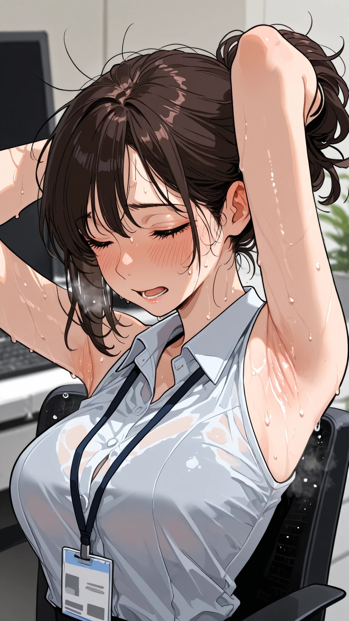 エアコンが壊れたオフィスで限界を迎える女子社員