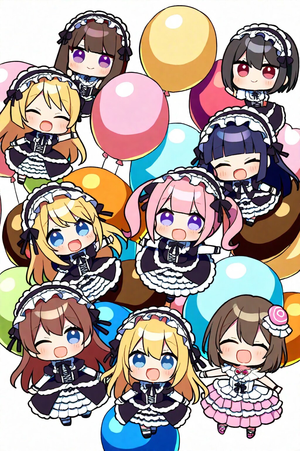 ロリータ喫茶の従業員、デフォルメステッカー！！_20250414 | の人気AIイラスト・グラビア