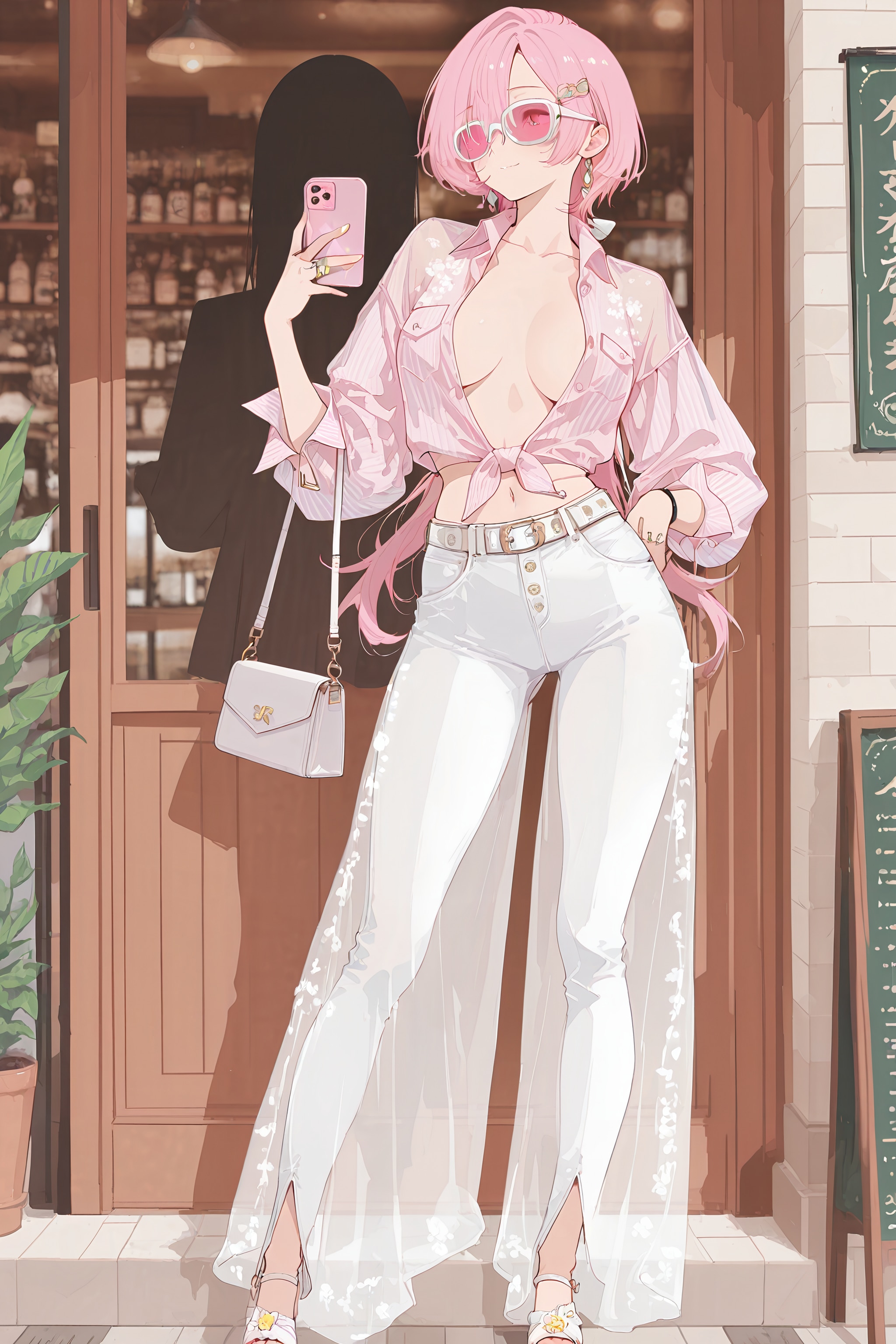 夏コーデ ストリートスナップ写真 待ち合わせ