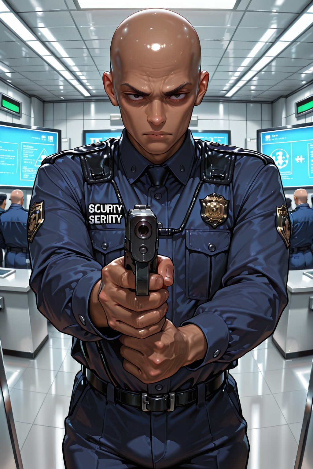 黒人警察官　スキンヘッド | の人気AIイラスト・グラビア