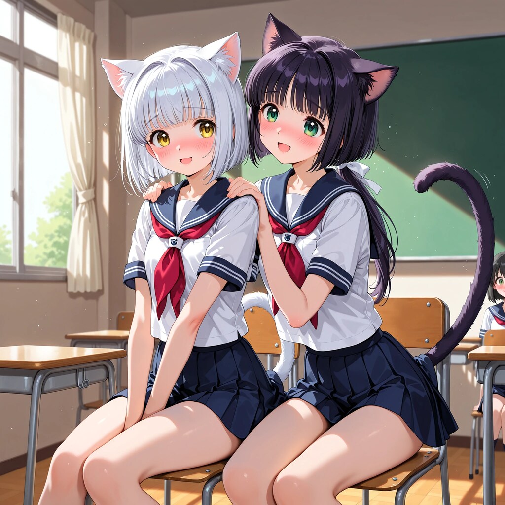 2000年アニメ風　猫娘スクールライフ