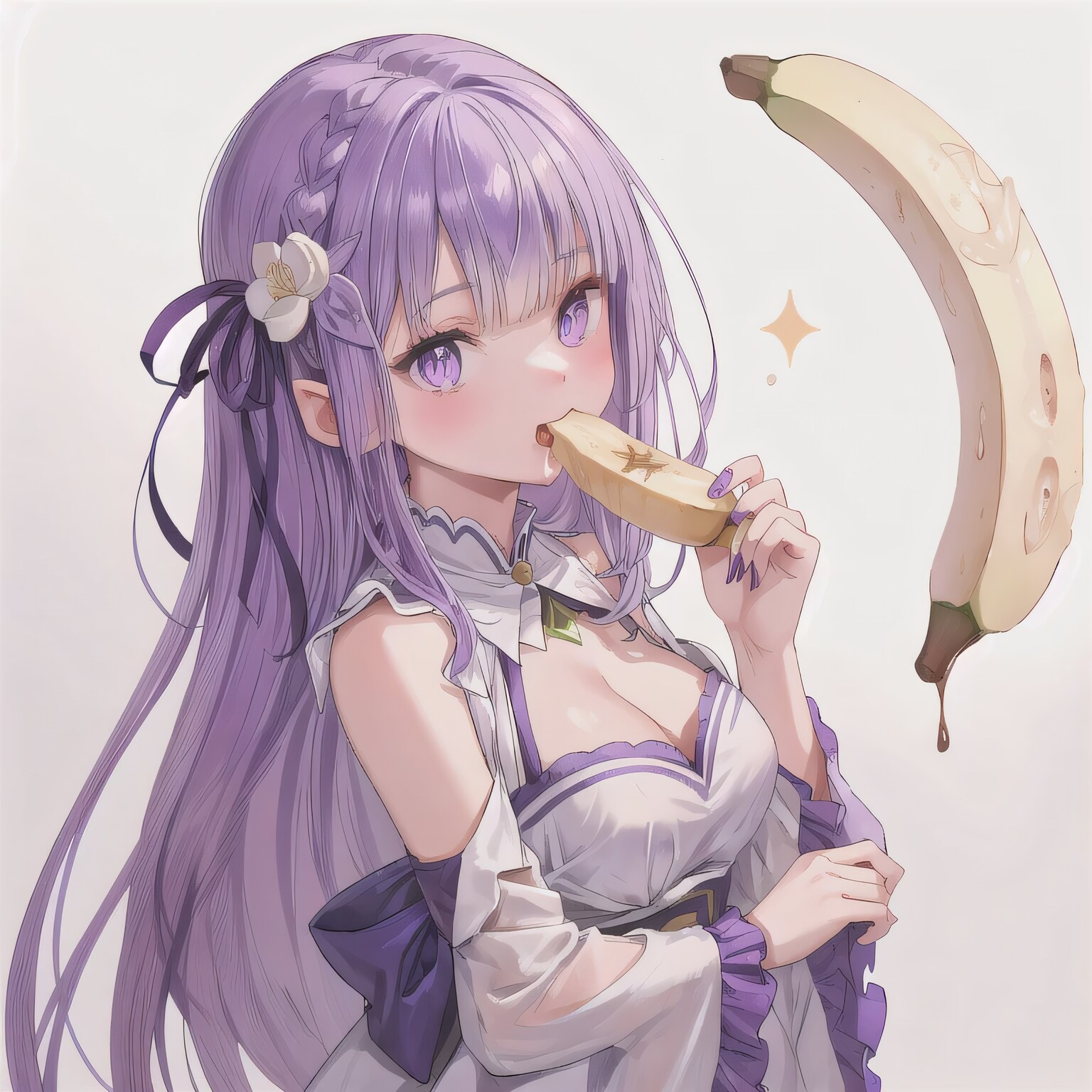 紫髪ロングでバナナの少女３ | の人気AIイラスト・グラビア