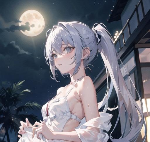 月明かりと水着