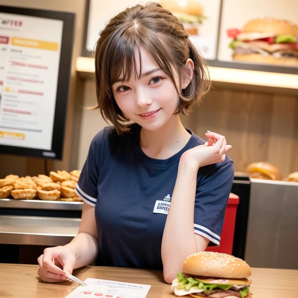 茶髪ボブでクルーの美女