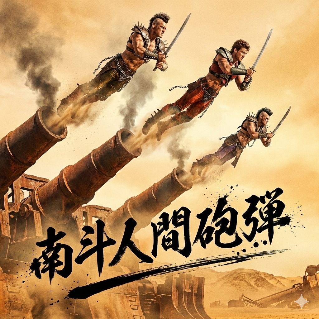 新アニメ版にも登場して欲しい究極の拳法？・・文明（大砲）と人の肉体美の融合！空中を制する圧倒的力！！ | の人気AIイラスト・グラビア