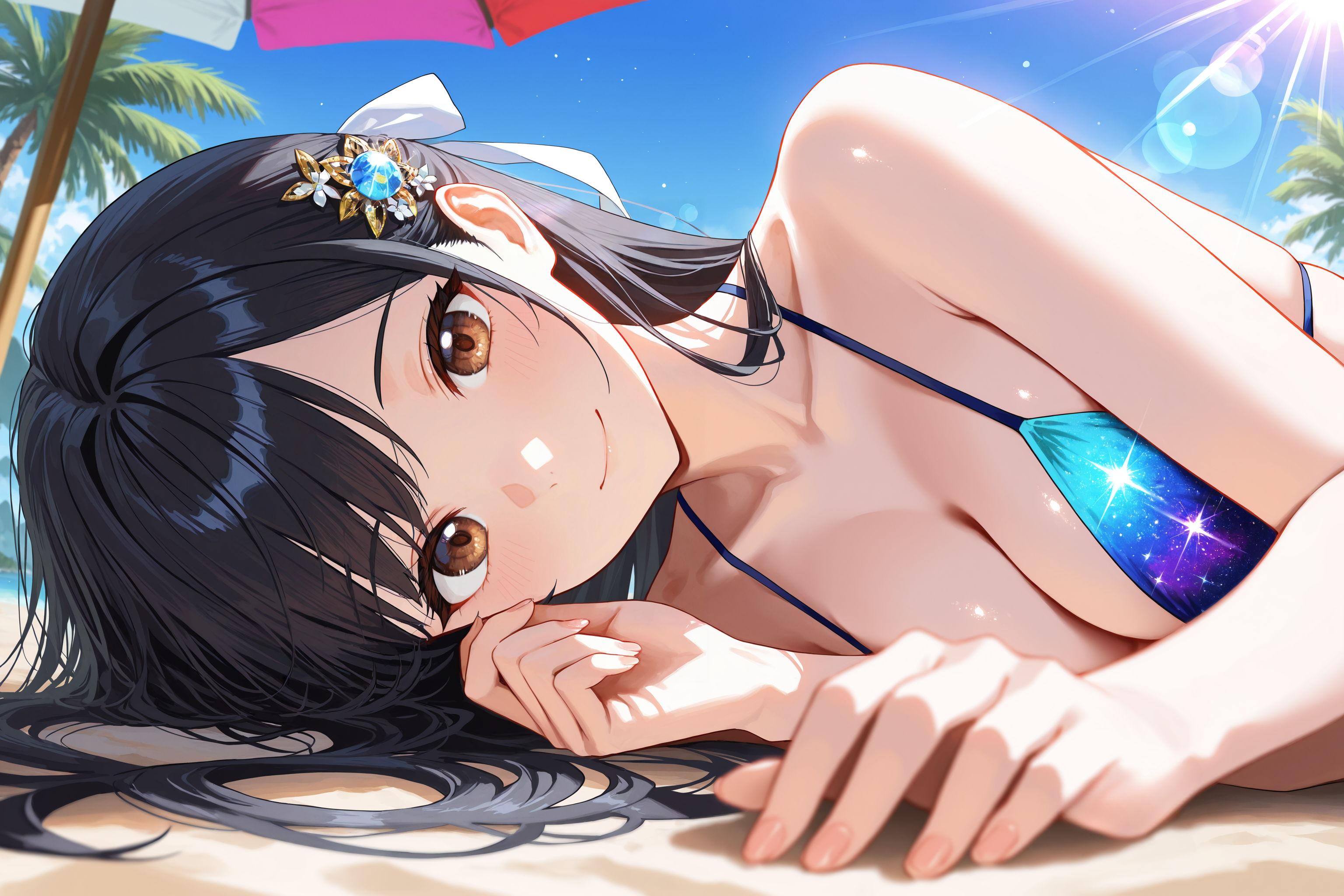 夏だ！ビーチだ！異世界だ！（異世界神社の巫女さん（神楽さん休憩中））