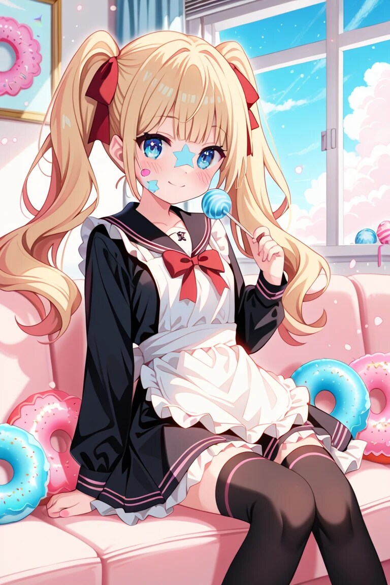 『パステル・ドリーム』にいる金髪ツインテメイド莉奈ちゃん♡ かわいいでしょ？🍭🌸
