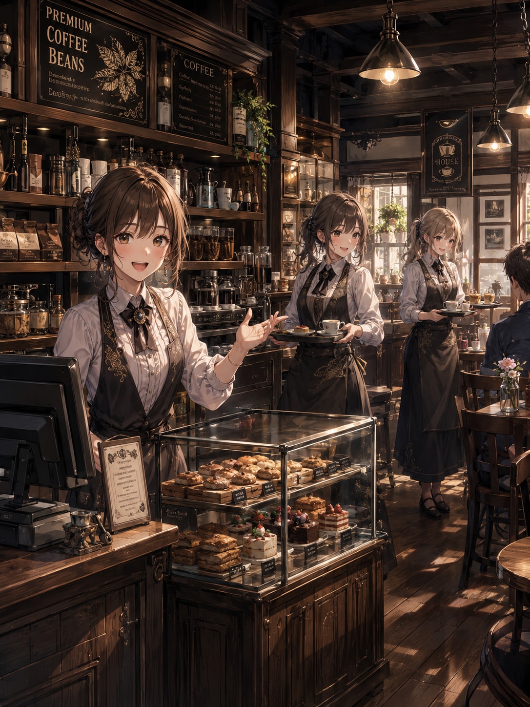 喫茶店の三姉妹（昼）