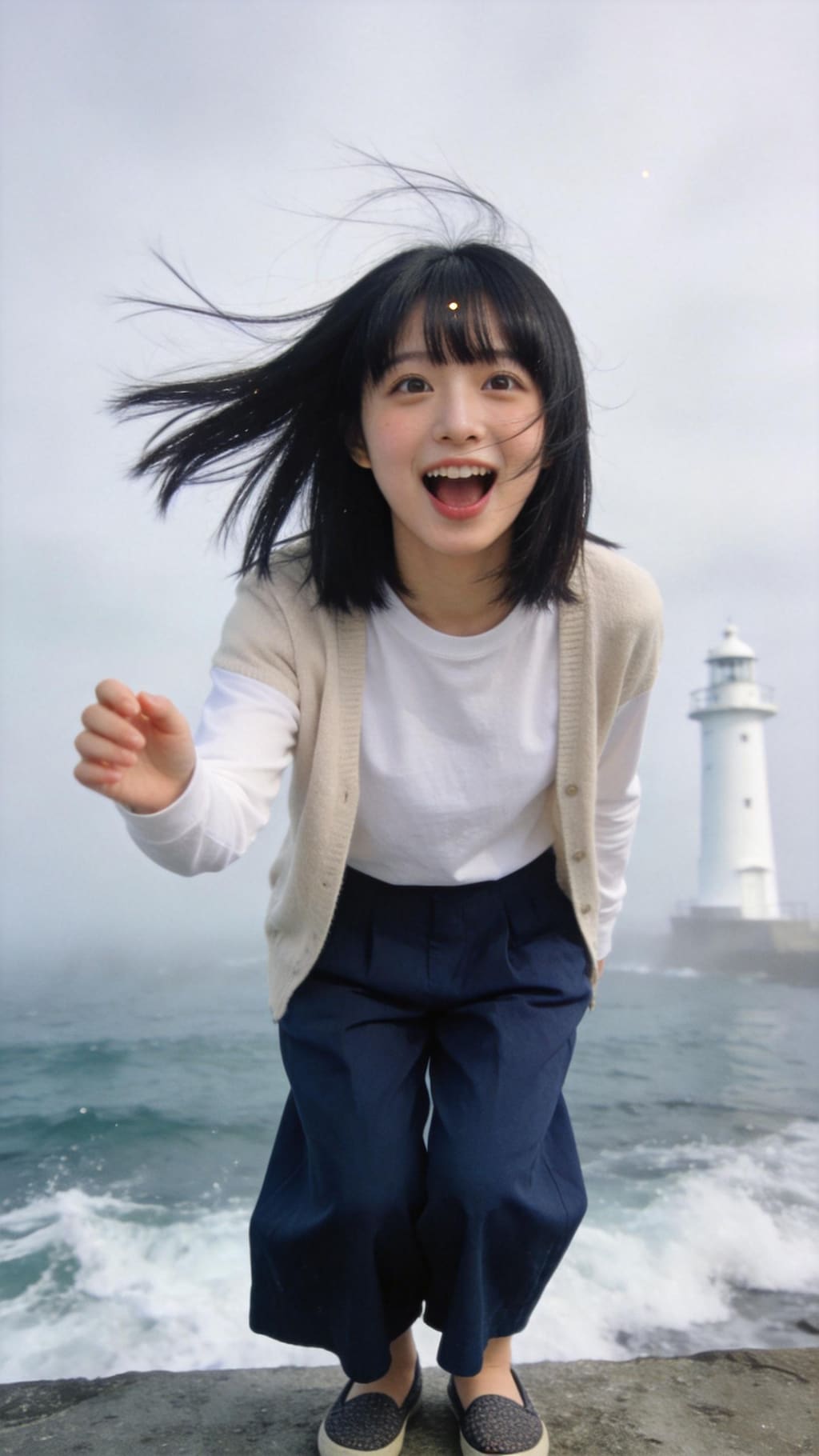 Laughing Into the Ocean Wind