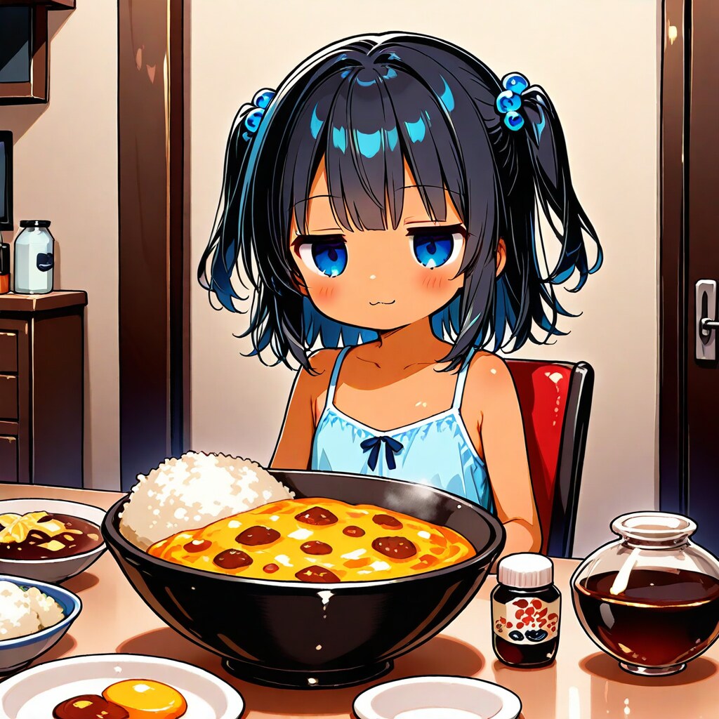 どんぶり飯を食べるこなつちゃん