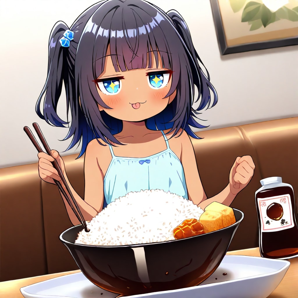 どんぶり飯を食べるこなつちゃん