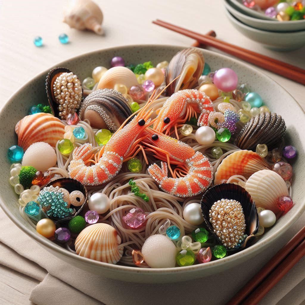宝石製のseafood noodle