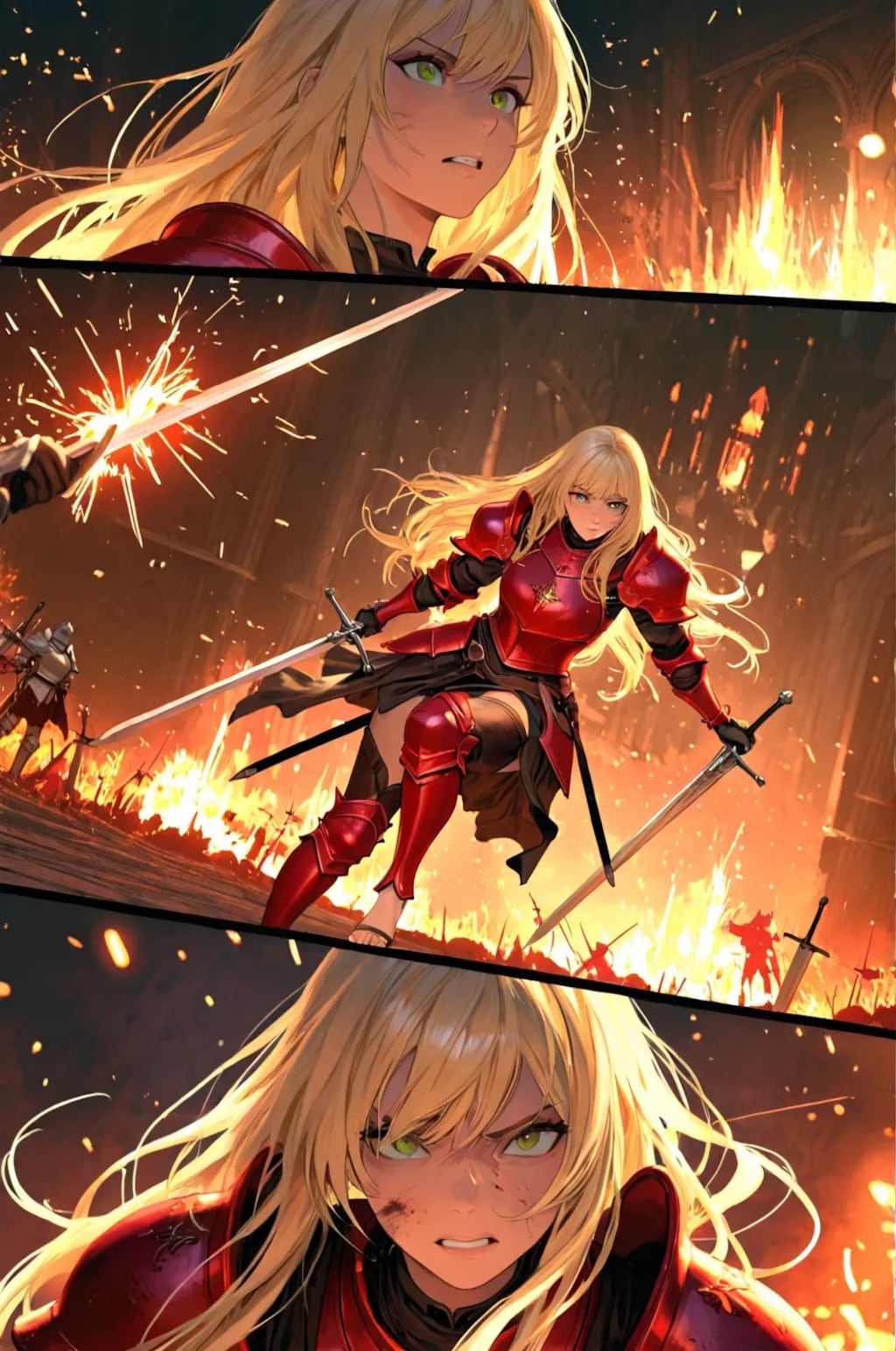 女剣士リン、ヴァンパイア騎士と戦う