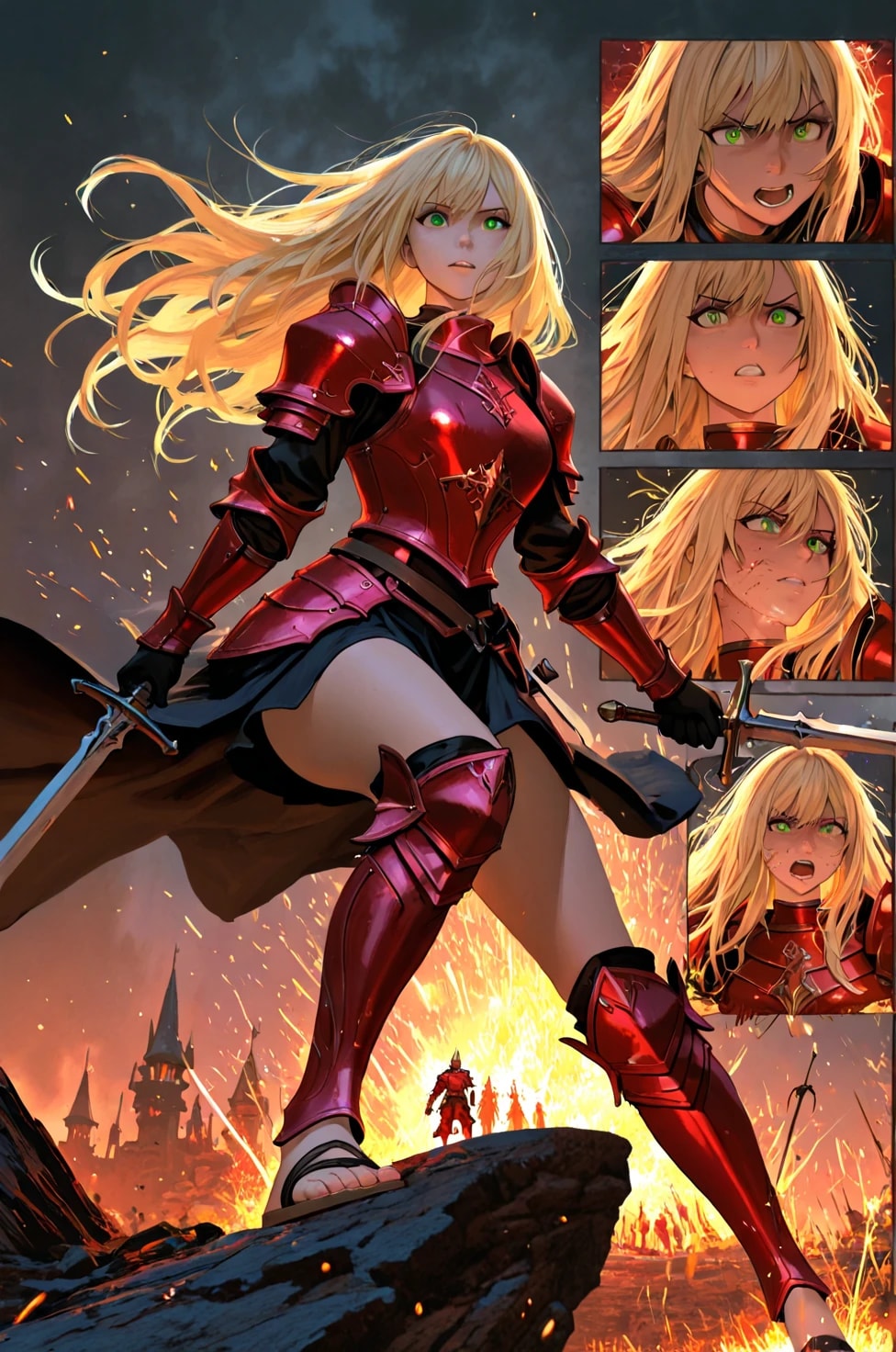 女剣士リン、ヴァンパイア騎士と戦う | の人気AIイラスト・グラビア