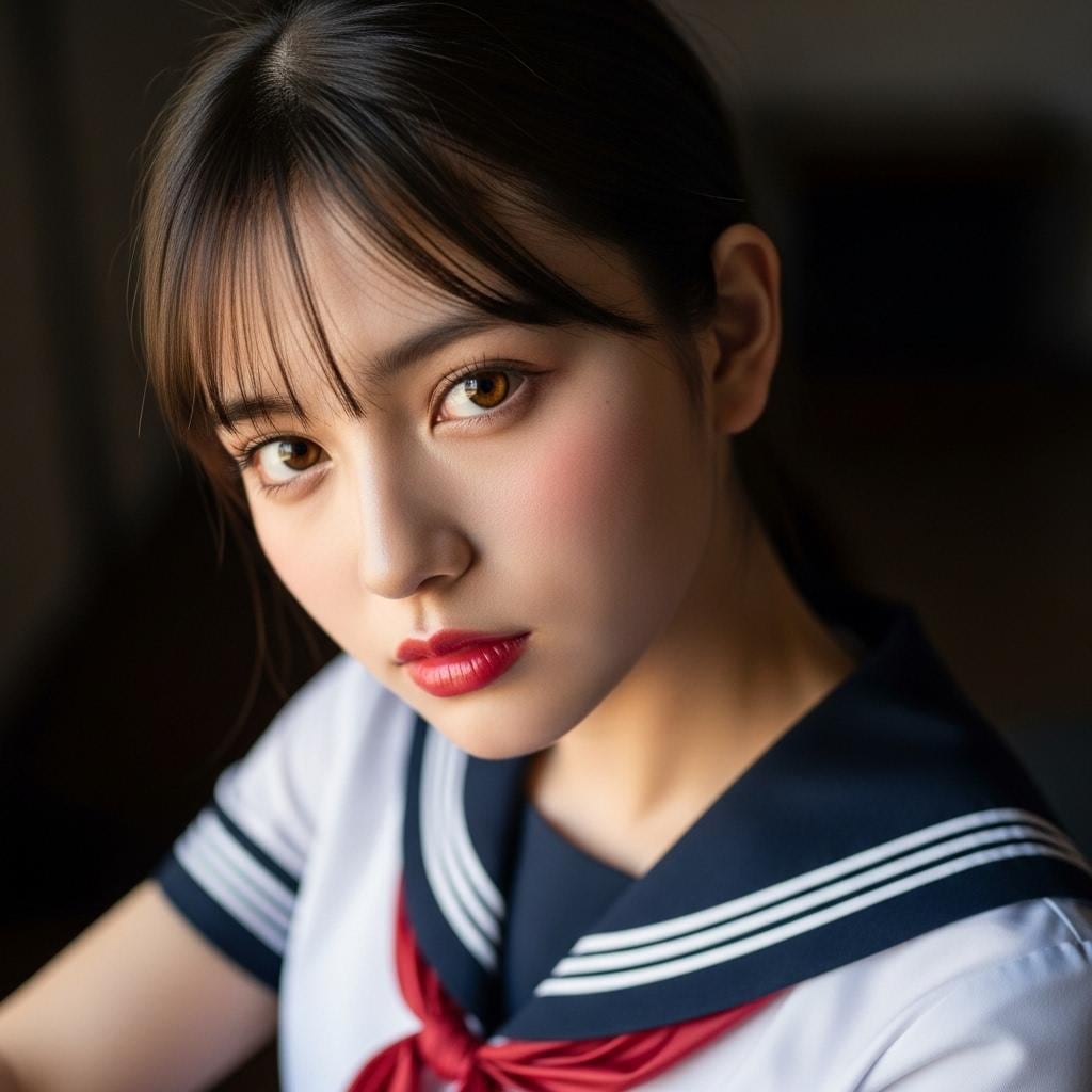 女子高生に睨まれる