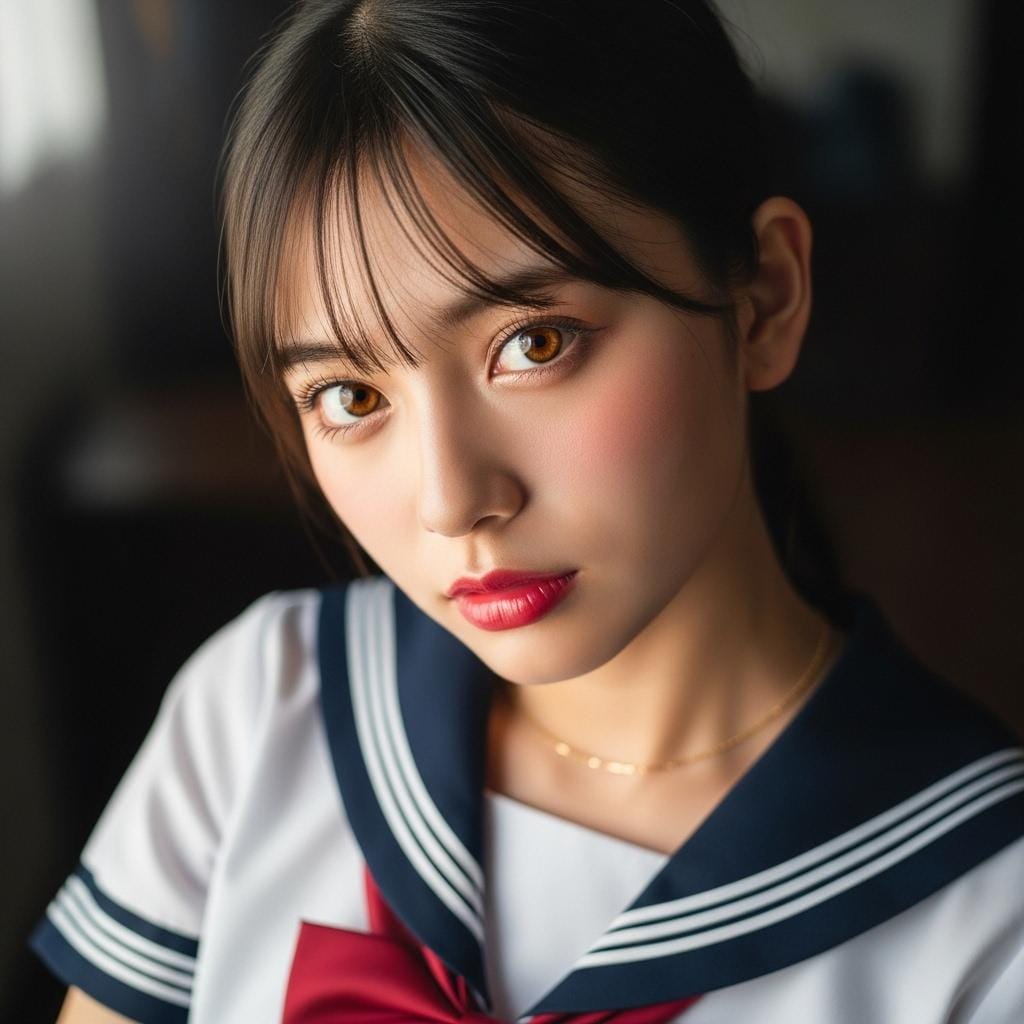 女子高生に睨まれる