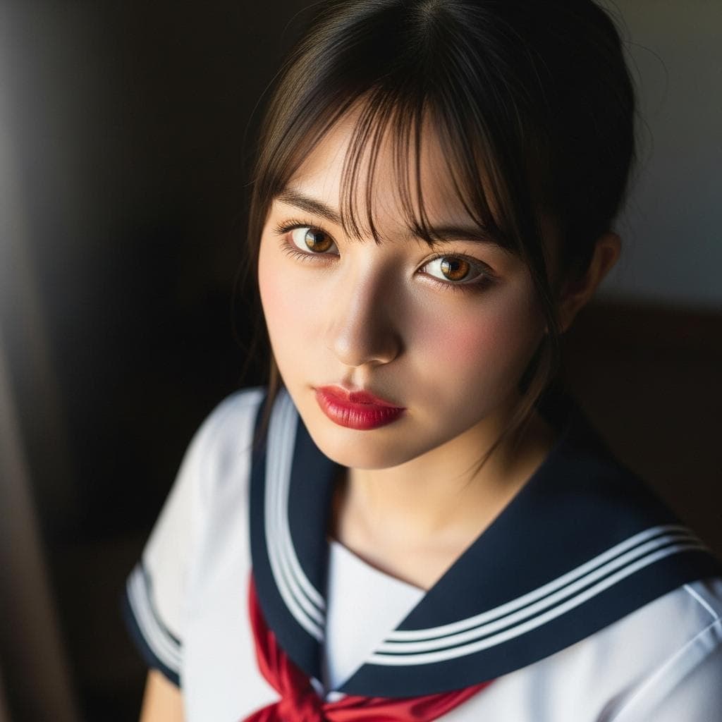 女子高生に睨まれる