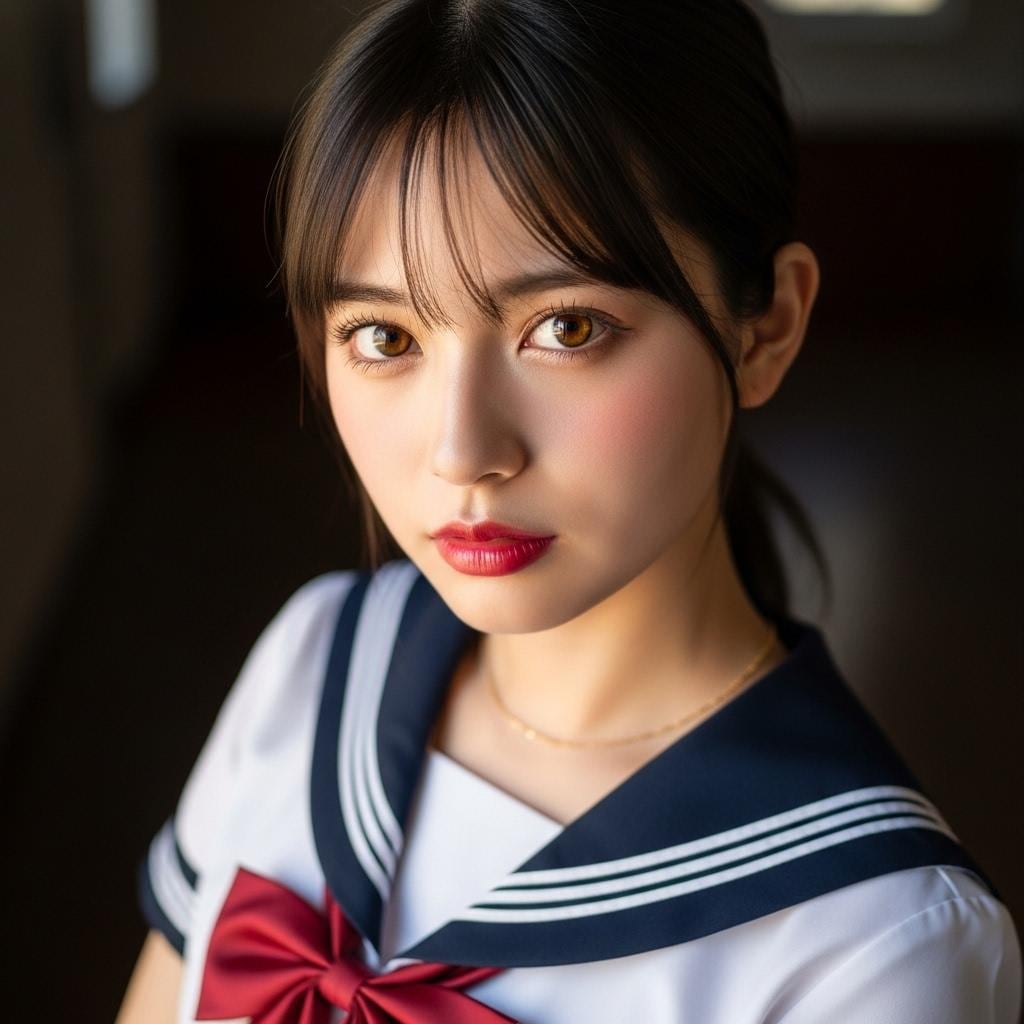 女子高生に睨まれる